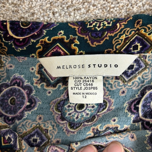 Melrose Studio Maxi Skirt Vintage Side Button Closure Size 12 Paisley Geometric - Picture 4 of 7